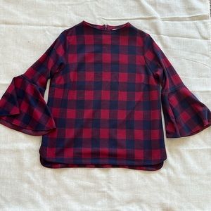 Women’s Crown & Ivy plaid bell sleeve shirt